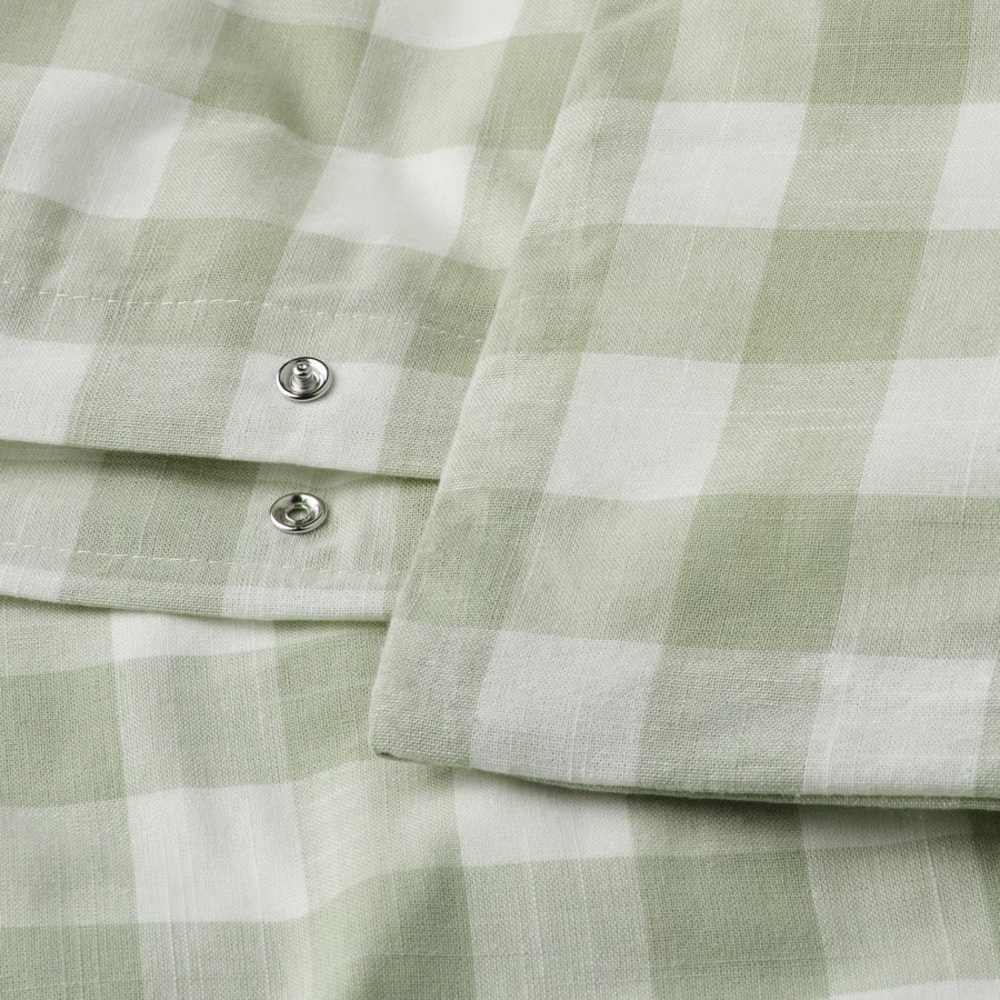 Green Gingham Cotton Duvet Cover & Pillowcase Set - Picture 4 of 7